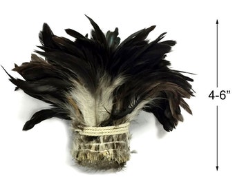1 Yard - Black Bronze Natural Strung Rooster Schlappen Wholesale Feathers (Bulk) Halloween Costume Craft Supply : 4220