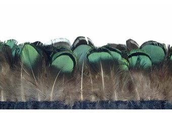 1 Yard - Green Bronze Lady Amherst Pheasant Tippet Feather Trim : 3110