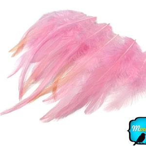Rooster Feathers, 1 Dozen Short Solid LIGHT PINK Rooster Hair Extension ...