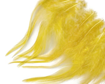 1 Dozen - Short Solid Blonde Whiting Farm Rooster Saddle Hair Extension Feathers Fly Tying Craft Supply: 818