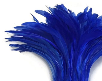 2.5  Inch Strip - Royal Blue Strung Natural Bleach & Dyed Coque Tails Feathers Mardi Gras Fly Tying Supply : 3887