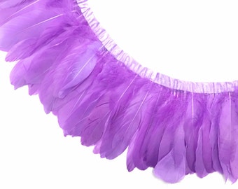 Goose Feather Trim, 1 Yard - Lavender Dyed Goose Pallet Parried Feather Trim DIY Craft : 3198