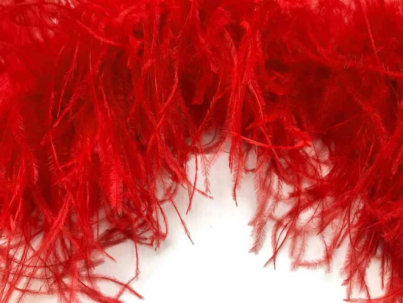 Red 3 Ply Ostrich Feather Medium weight Boa 2 Yards Ostrich Boa 4007