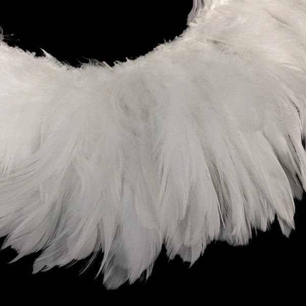 1 Yard - Natural White Strung Rooster Schlappen Wholesale Feathers (Bulk) Halloween Costume Craft Supply : 2235