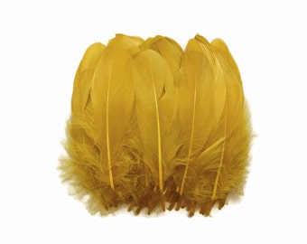 Goose Feathers, 1 Pack - Antique Gold Goose Nagoire Loose Feather - 0.25 Oz. Craft Supply : 4183