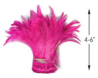 1 Yard - Hot Pink Bleached & Dyed Strung Rooster Schlappen Wholesale Feathers (Bulk) Halloween Costume Craft Supply : 3966