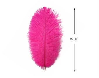 Ostrich Feathers, 10 Pieces - 8-10" Hot Pink Ostrich Dyed Drabs Feathers Party Centerpiece Supplier : 1170