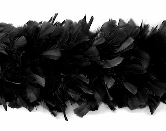 Large Boa, 2 Yards - Black Turkey Flat Heavyweight Feather Boa, 150 gram Halloween Wedding Dress Supply : 2136