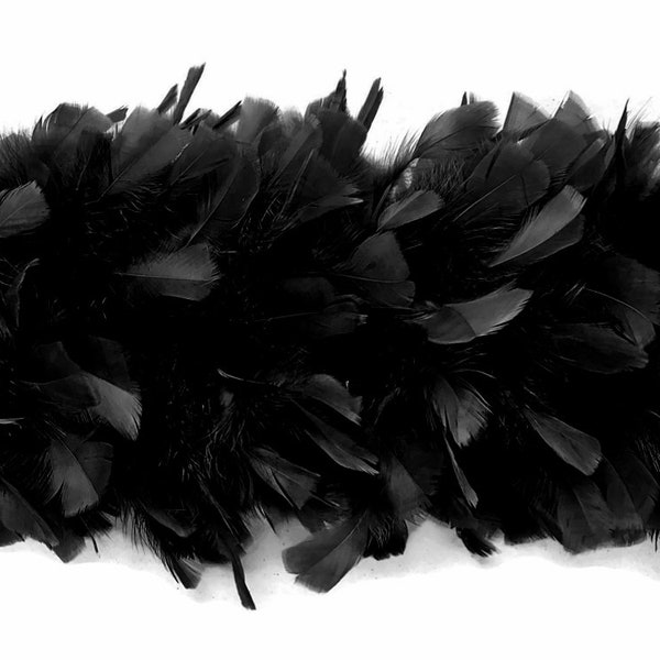 Large Boa, 2 Yards - Black Turkey Flat Heavyweight Feather Boa, 150 gram Halloween Wedding Dress Supply : 2136