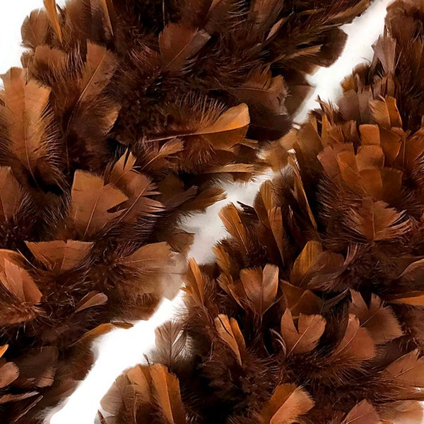 Turkey Feather Boa, 2 Yards - Brown Turkey Flat Heavyweight Feather Boa, 150 grammes Halloween Wedding Dress Supply : 4561