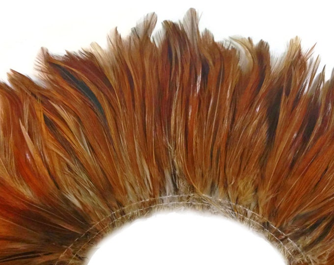 Hackle Saddle Rooster Feather Strung per 10cm - Orange