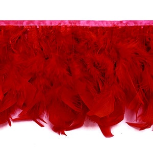 1 Yard – Red Chandelle Turkey Fluffy Feather Trim Halloween Costume Craft Supply : 4180