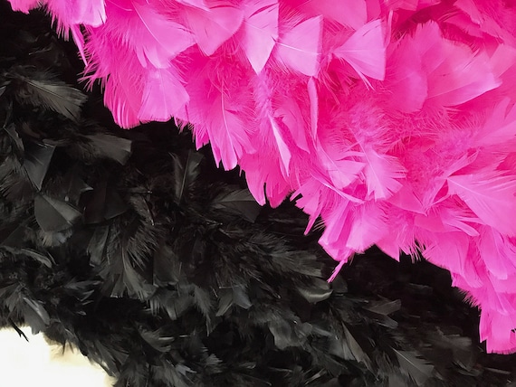 2 Yards - Hot Pink Heavy Weight Turkey Flat Feather Boa, 150 Gram