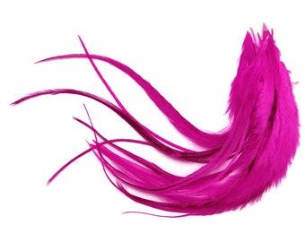 1 Dozen - Medium Solid Hot Pink Rooster Saddle Whiting Hair Extension Feathers Fly Tying Craft Supply : 583