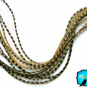 Hair Feathers, 1 Piece - UNIQUE BADGER Thin Long Grizzly Rooster Hair Extension Feather & Silicon Bead : 1530
