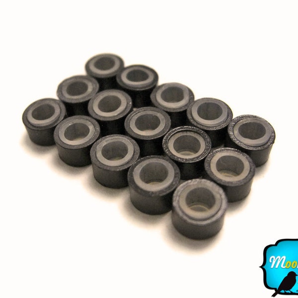 10 Pieces - DARK BROWN Silicone Micro Ring Beads for Feather Hair Extensions: 783