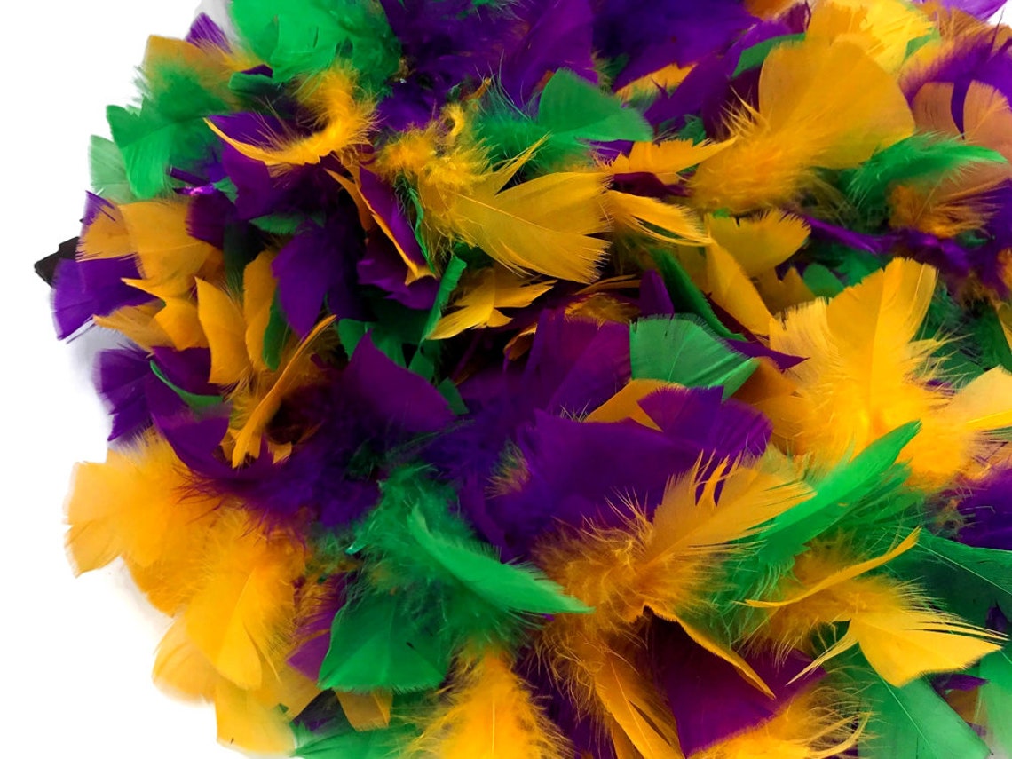 Large Feather Boas 2 Yards Mardi Gras Multicolor Turkey Etsy