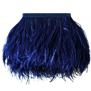 Ostrich Feathers, 6 Inch Strip Navy Blue Ostrich Fringe Trim Feather ...