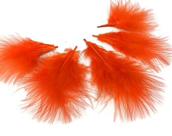 Mini feathers, 1/4 Lb - Orange Turkey Marabou Short Down Fluffy Loose Wholesale Feathers (Bulk) Doll Craft Supply : 4046