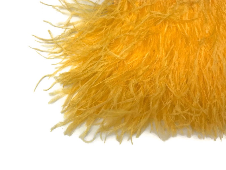 Ostrich Fringe Feathers, 6 Inch Strip Golden Yellow Ostrich Fringe Trim Feather : 3162 image 8