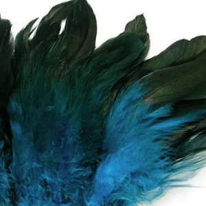 4 Inch Strip - Turquoise Blue Dyed Half Bronze Strung Rooster Schlappen Feathers Halloween Fly Tying Craft Supply : 383