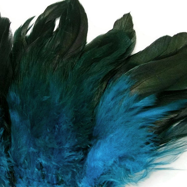 Bande de 4 pouces - Bleu Turquoise Teint Demi-Bronze Enfilé Coq Schlappen Plumes Halloween Fly Tying Craft Supply : 383