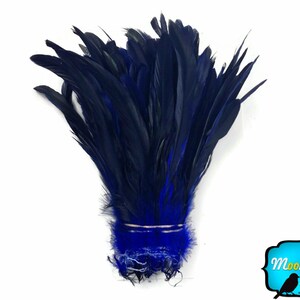 Rooster Feathers, 2.5 Inches NAVY Half Bronze Coque Tail Strung Feathers: 598 image 2