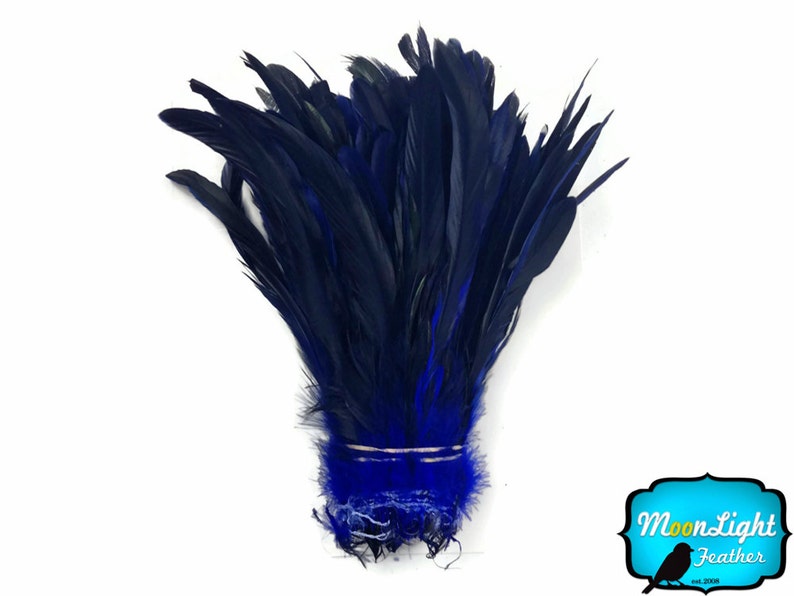 Rooster Feathers, 2.5 Inches NAVY Half Bronze Coque Tail Strung Feathers: 598 image 2