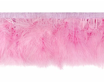 1 Yard - Light Pink Marabou Turkey Fluff Feather Fringe Trim Craft Prom Supply : 3506