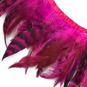 Rooster Feather, 1 yard HOT PINK Chinchilla Rooster Schlappen Feather Trim : 3153 image 2