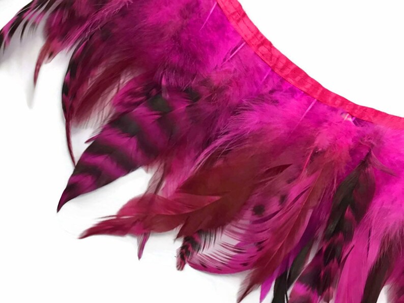 Rooster Feather, 1 yard HOT PINK Chinchilla Rooster Schlappen Feather Trim : 3153 image 2