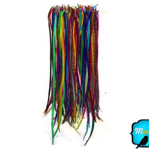 Super Long Feathers,30 Pieces Wholesale XL Thin Long Mix Rooster Hair Extension Feathers bulk : 3638 image 1