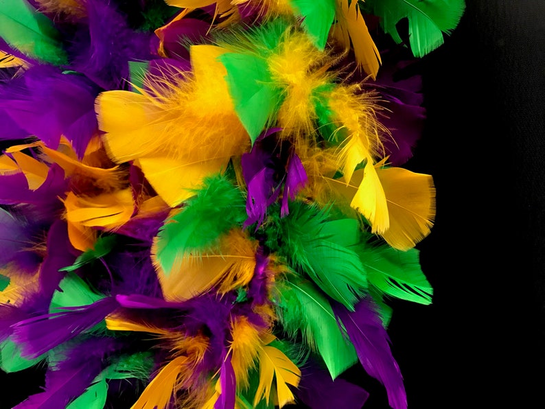 Large Feather Boas 2 Yards Mardi Gras Multicolor Turkey Etsy