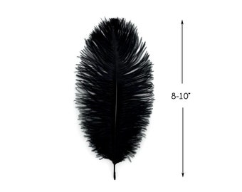 Ostrich Feathers, 10 Pieces - 8-10" Black Ostrich Dyed Drabs Feathers Party Centerpiece Supplier : 2199