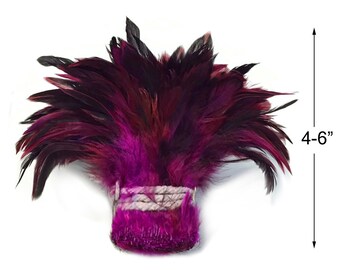 1 Yard - Magenta Half Bronze Strung Rooster Schlappen Wholesale Feathers (Bulk) Fly Tying Halloween Costume Craft Supply : 3853