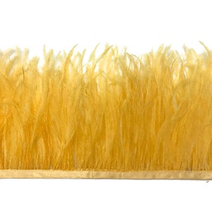 Ostrich Fringe Feathers, 6 Inch Strip Golden Yellow Ostrich Fringe Trim Feather : 3162 image 6