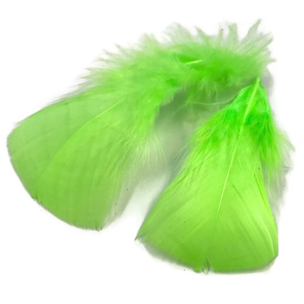 Turkey Small Feathers, 1 Pack - Lime Green Turkey T-Base Body Plumage Feathers 0.50 oz. Craft Cosplay Supplier : 4254