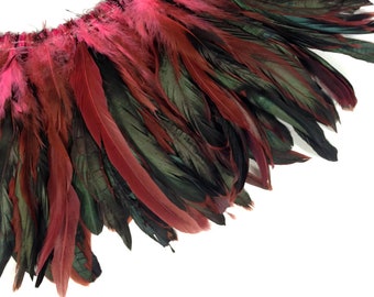 1/2 Yard - Pink Half Bronze Natural Dyed Coque Tail Strung Wholesale Feathers (Bulk) Costume Craft Supply : 3399