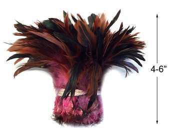 1 Yard - Light Pink Half Bronze Strung Rooster Schlappen Wholesale Feathers (Bulk) Fly Tying Halloween Costume Craft Supply : 3855