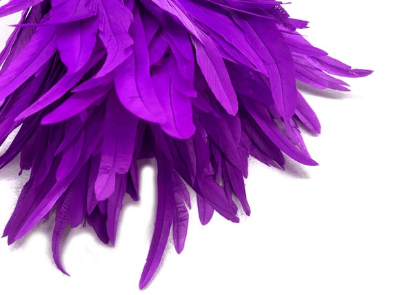2.5 Inch Strip Purple Strung Natural Bleach & Dyed Coque Tails Feathers  Mardi Gras Costume Supply : 277 -  UK