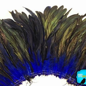 Rooster Feathers, 2.5 Inches NAVY Half Bronze Coque Tail Strung Feathers: 598 image 1