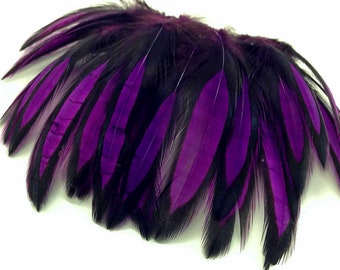 Laced Hen Feathers, 1 Dozen - Purple BLW Whiting Laced Hen Cape Loose Feather Fly Tying Fishing Party Supply : 359