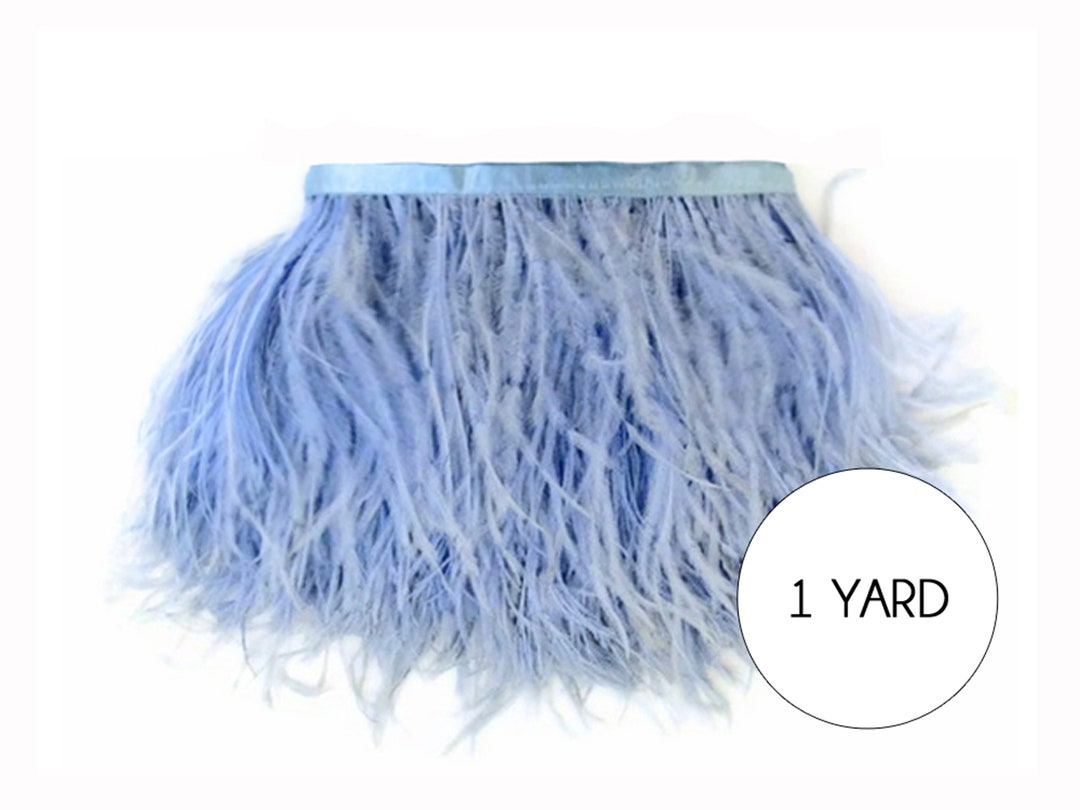 Blue Ostrich Feathers, 1 Yard Light Blue Ostrich Fringe Trim Wholesale