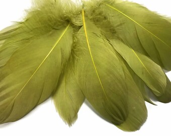 Goose Feathers, 1 Pack - Olive Green Goose Nagoire Loose Feather - 0.25 Oz. Craft Supply : 4258