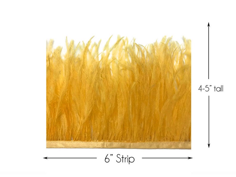 Ostrich Fringe Feathers, 6 Inch Strip Golden Yellow Ostrich Fringe Trim Feather : 3162 image 1