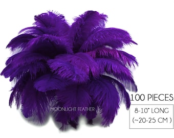 Straußfedern, 100 Stück - 8-10" lila Strauß gefärbt Drab Körper Großhandel Federn (Bulk) Prom Karneval Versorgung: 3217