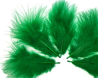 Mini Feathers, 1 Pack - Kelly Green Turkey Marabou Short Down Fluff Loose Feathers 0.10 Oz. Craft Fishing Doll Supplies : 4043