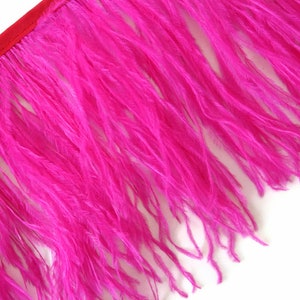 Hot Pink Ostrich Feathers, 6 Inch Strip Fuchsia Ostrich Fringe Trim Feather  Craft DIY Supply : 545 