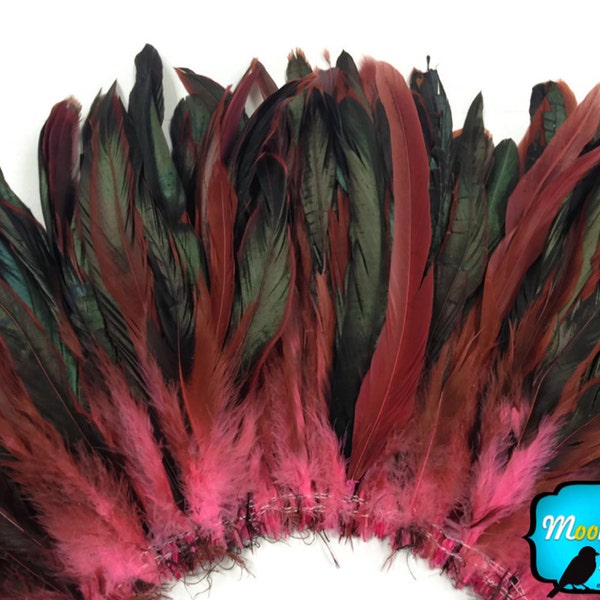 Piume di coda di Gallo, 2,5 pollici Strip - piume rosa mezza bronzo Coque Tail Strung: 349