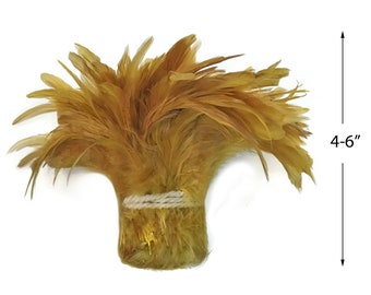 1 Yard - Old Gold Bleached & Dyed Strung Rooster Schlappen Wholesale Feathers (Bulk) Halloween Costume Craft Supply : 4019